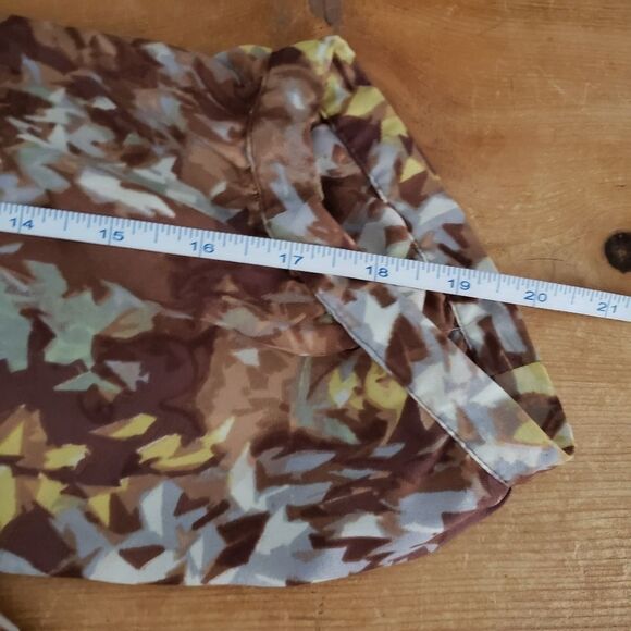 🦋2/$25 Kate Hill Size 12 Petite Yellow Brown Print 3/4 Sleeve Scoop Neck Blouse - Picture 9 of 11